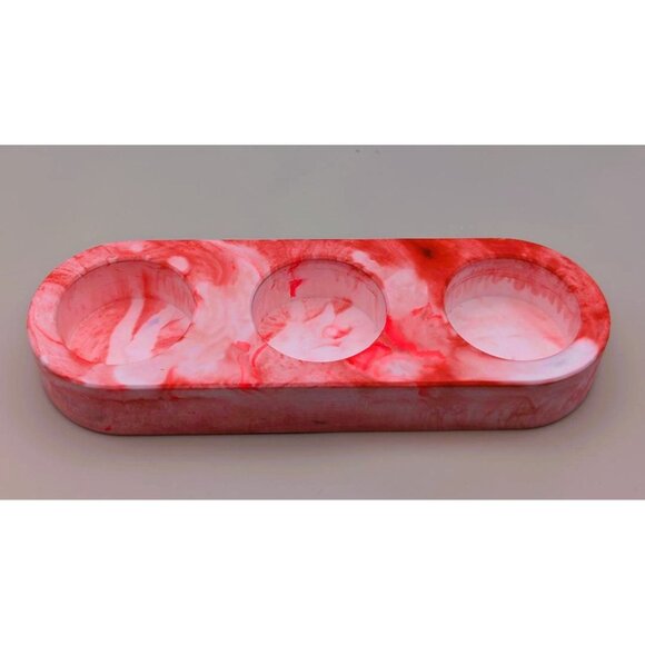 Handmade Eco Resin Tealight Candle Holders-Pink & White Marble Design - Picture 10 of 10